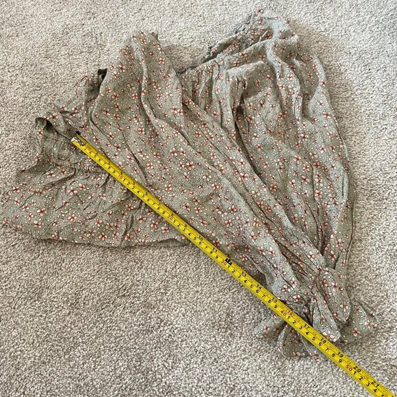 Floral Coquette Pleated Babydoll Top w Bishop Sleeves M - Picture 6 of 7